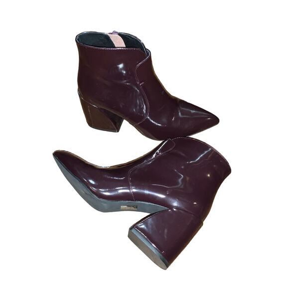 Jeffrey Campbell Ankle Booties Sz.8 Plum Block Heel patent leather Shine VGUC - Picture 13 of 15